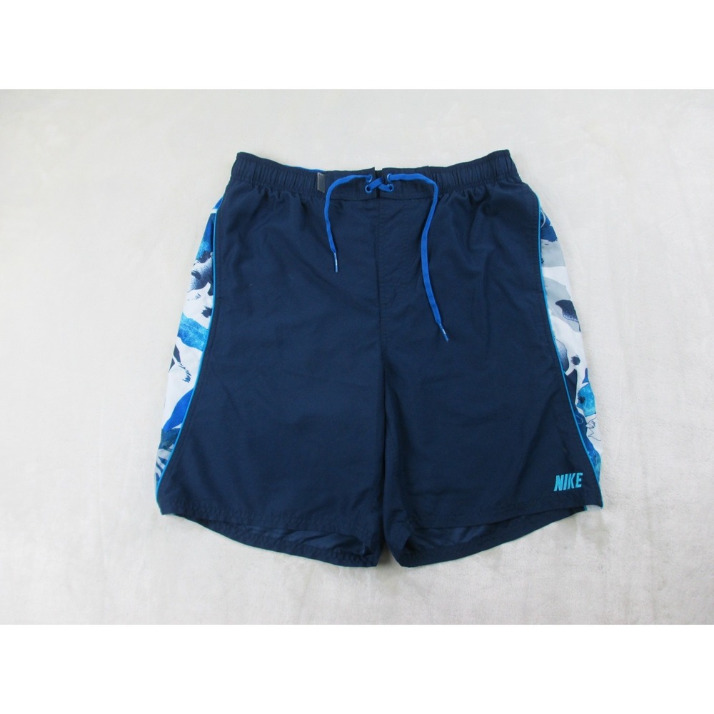 Nike Swim Trunks Mens Large Blue Floral Board Shorts Bathing Suit